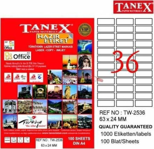 Tw-2536 - 63 X 24 Mm Laser Etiket 100 Adet