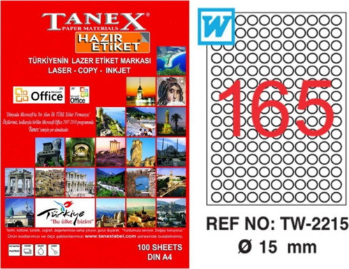Tw-2215 15 Mm Lazer Etiket 100 Lü Paket