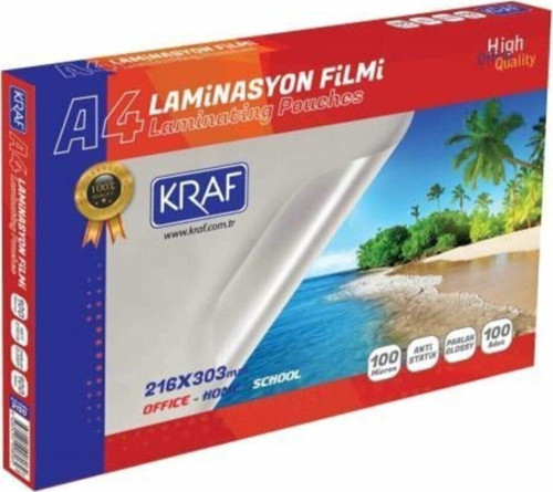 A4 Laminasyon Filmi - Parlak A4 100 Mikron 100'Lü