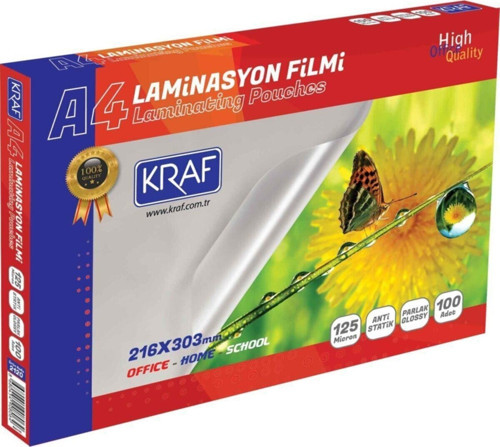 Parlak A4 125 Micron 100`Lü Laminasyon Filmi
