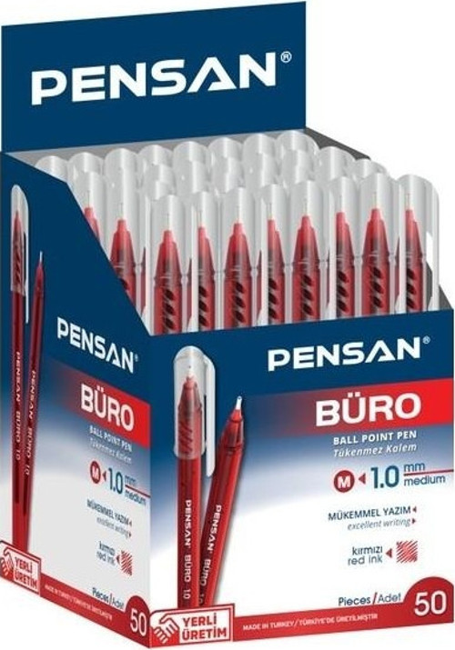 Büro Kırmızı Tükenmez Kalem 50'Li Paket