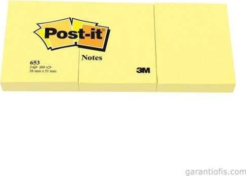 Post-İt 653 Yapışkanlı Not Kağıdı 38X51Mm (3 Lü Blok 100 Yaprak)