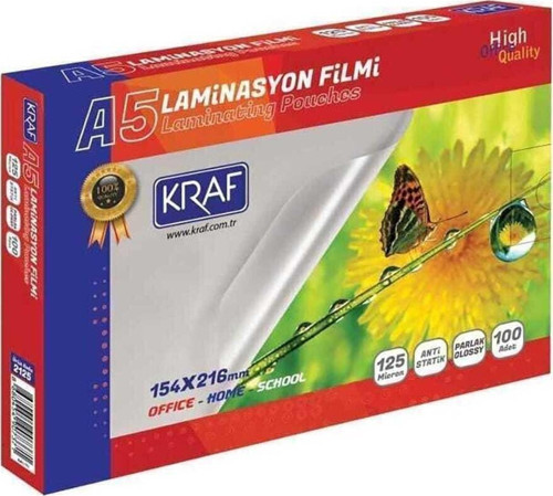 A5 125 Micron 100'Lü Laminasyon Filmi Parlak