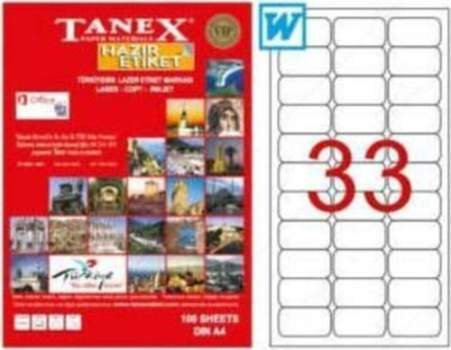 Tw-2033 Beyaz Etiket 63.5 Mm X 25.4 Mm