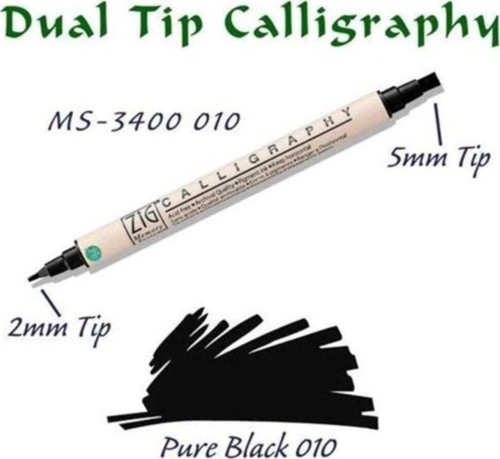 Calligraphy Çift Uçlu Kaligrafi Kalemi 2 Mm + 5 Mm 010 Pure Black-2 Adet