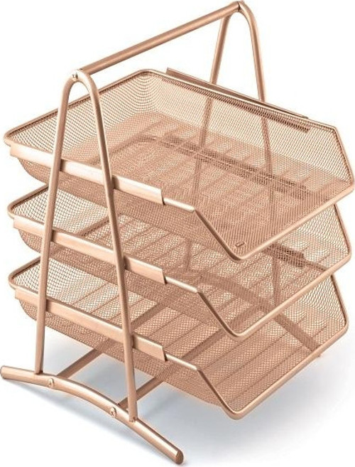 Perfore 3 Lü Evrak Rafı Seti Rose Gold 523