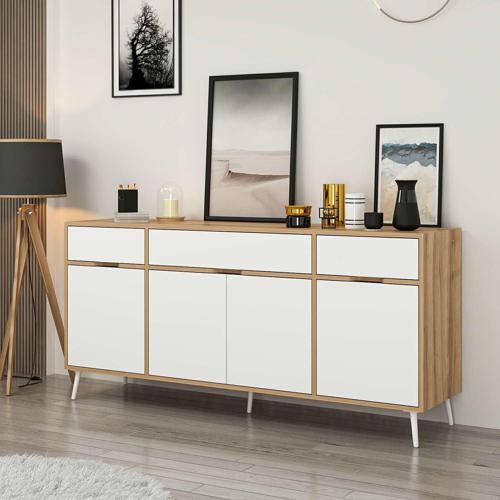 Elina Ayaklı Konsol - Dore/Beyaz