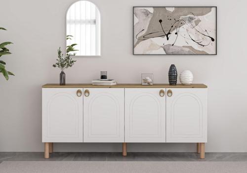 Lotus Bohem Tarz Konsol & Ayna - Beyaz/Artisan