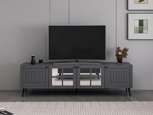 İlkbahar Tv Ünitesi Aynalı Kapak Antrasit Aynalı Antrasit