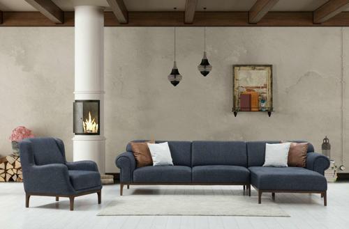 London Sırt Mekanizmalı Uzanmalı Köşe Takım + Berjer Antrasit