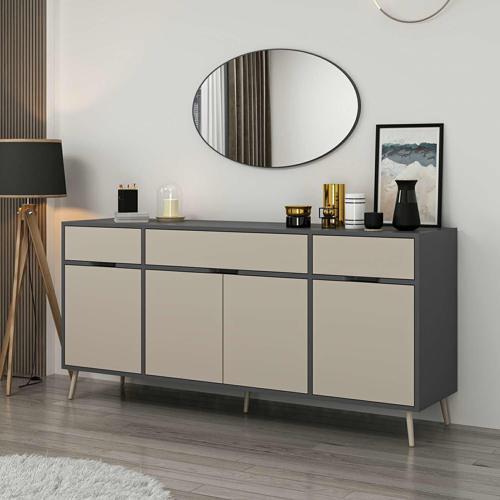 Elina Ayaklı Konsol Aynalı - Antrasit/Kumtaşı