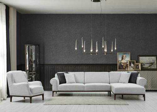 London Sırt Mekanizmalı Uzanmalı Köşe Takım + Berjer Ares Beyaz