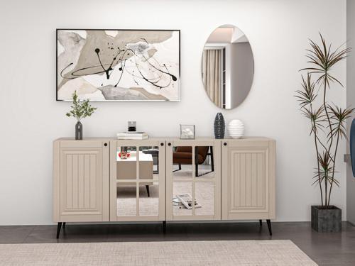 Kale Cam Kapak Aynalı Konsol İlkbahar Kumtaşı Aynalı Kumtaşı