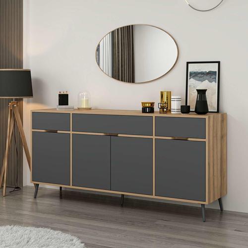 Elina Ayaklı Konsol Aynalı - Dore/Antrasit