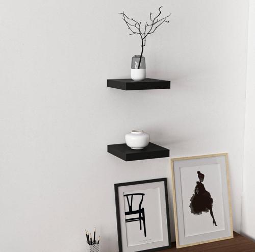 Gizli Tutuculu 2'li Duvar Rafı 23 cm - M.Siyah