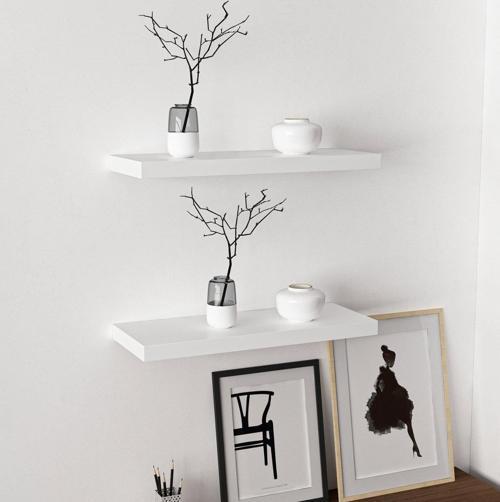 Gizli Tutuculu 2'li Duvar Rafı 60 cm - M.Beyaz