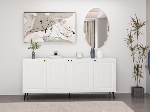 Kale Aynalı Konsol İlkbahar Beyaz/Beyaz