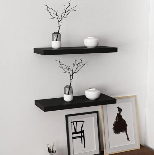 Gizli Tutuculu 2'li Duvar Rafı 60 cm - M.Siyah