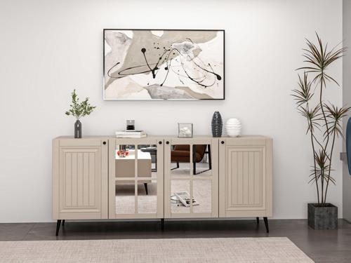 Kale Konsol  Cam Kapak İlkbahar Kumtaşı Aynalı Kumtaşı