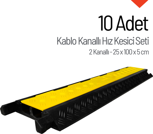 10'lu Kablo Kanallı Yol Kasisi 2 Kanallı 25 x 100 x 5 cm