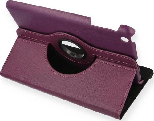 iPad Mini 1 Kılıf 360 Tablet Deri Kılıf - Mürdüm-(5796)