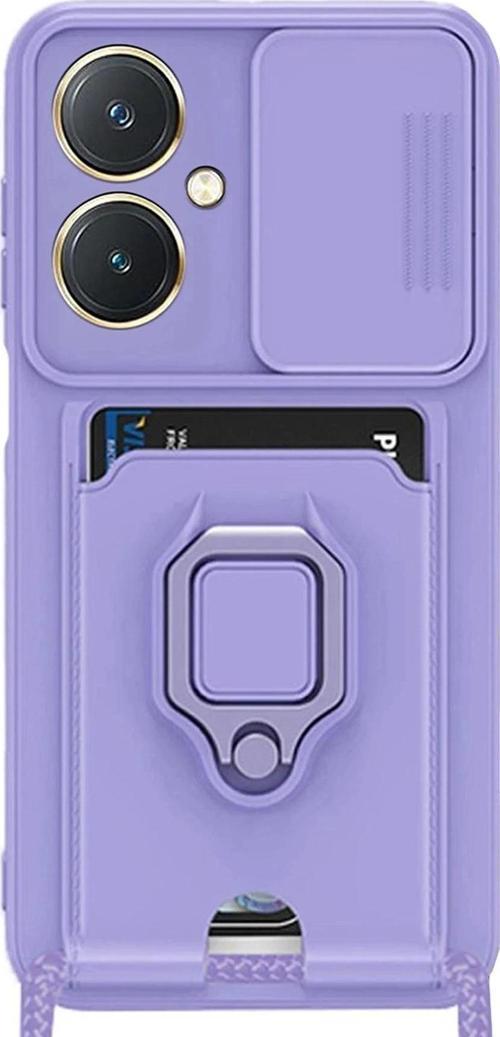 Vivo Y27 Kılıf Zuma Kartvizitli Yüzüklü Silikon - Lila-(5796)