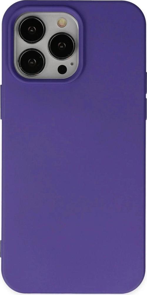 iPhone 14 Pro Kılıf Nano içi Kadife Silikon - Mor-(5796)