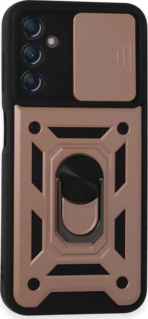 Samsung Galaxy A14 4G Kılıf Pars Lens Yüzüklü Silikon - Rose Gold-(5796)