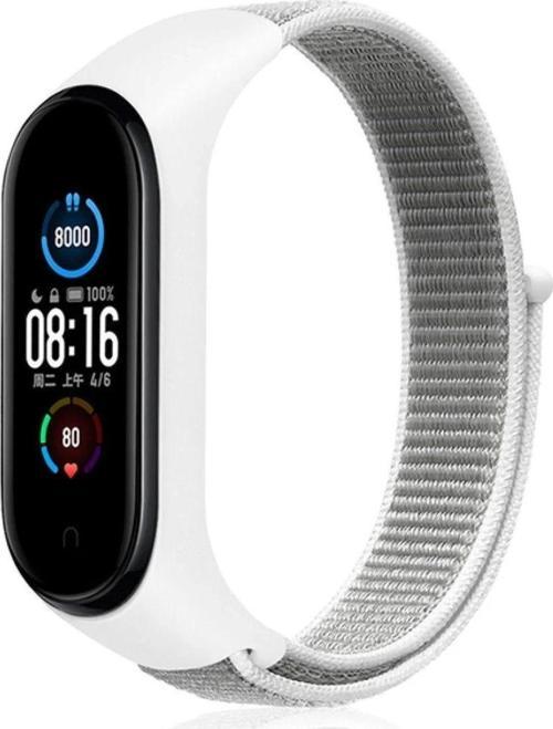Xiaomi Mi Band 4 Hasırlı Cırtcırtlı Kordon - Beyaz-(5796)