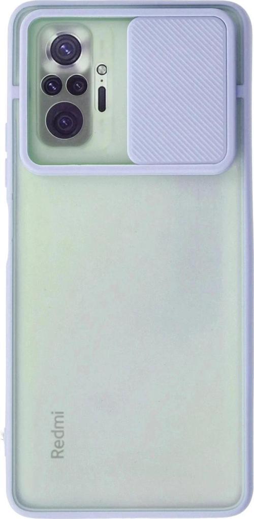Xiaomi Redmi Note 10 Pro Kılıf Palm Buzlu Kamera Sürgülü Silikon - Lila-(5796)