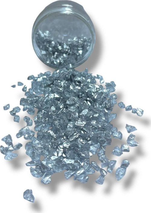 Epoksi Çalışmalarınız İçin Parlak Cam Kırıkları 4-8 Mm Gümüş Silver 100 Gr