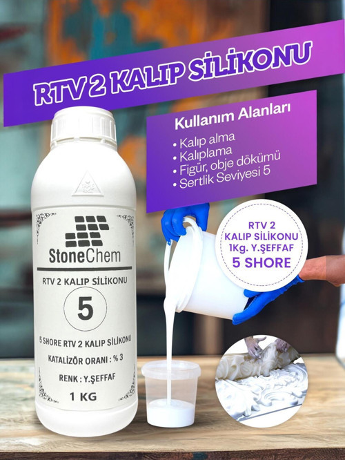 Yüksek Kalite 1. Sınıf Rtv 2 Kalıp Silikonu 1 Kg Yarı Şeffaf 5 Shore