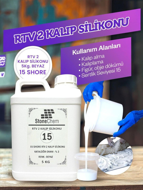 Yüksek Kalite 1. Sınıf Rtv 2 Kalıp Silikonu 15 Kg Beyaz 5 Shore