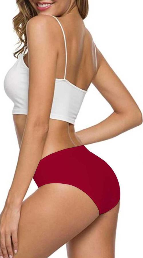 8 Adet Kadın Dikişsiz Lazer Kesim Esnek İz yapmayan Külot Bordo