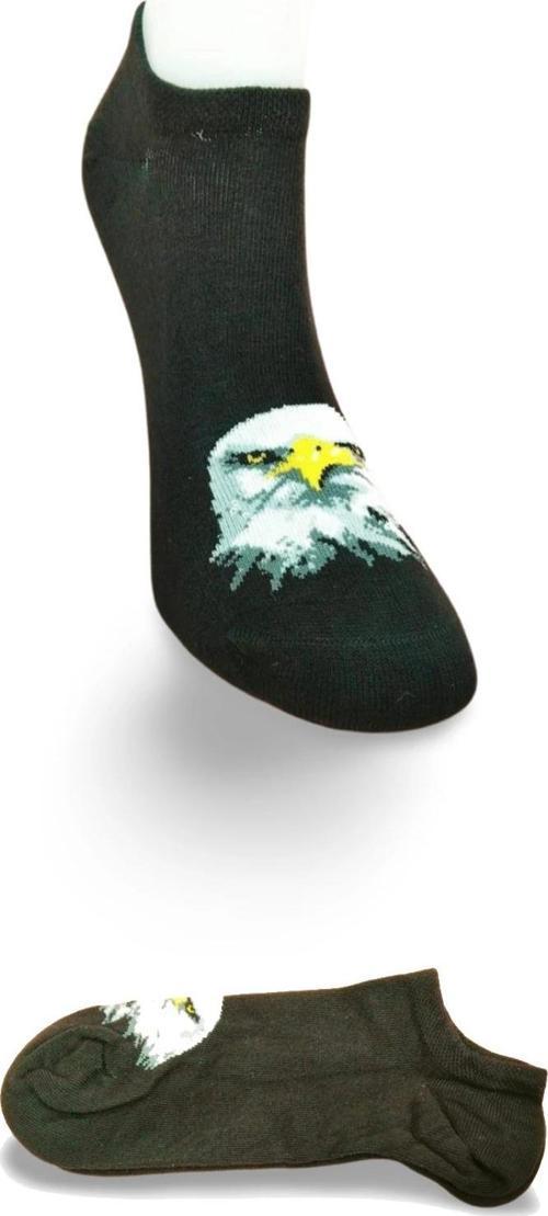 Siyah Beyaz Kartal Desenli Sportif Unisex Kısa Bilek Çorap Yazlık 1 Çift