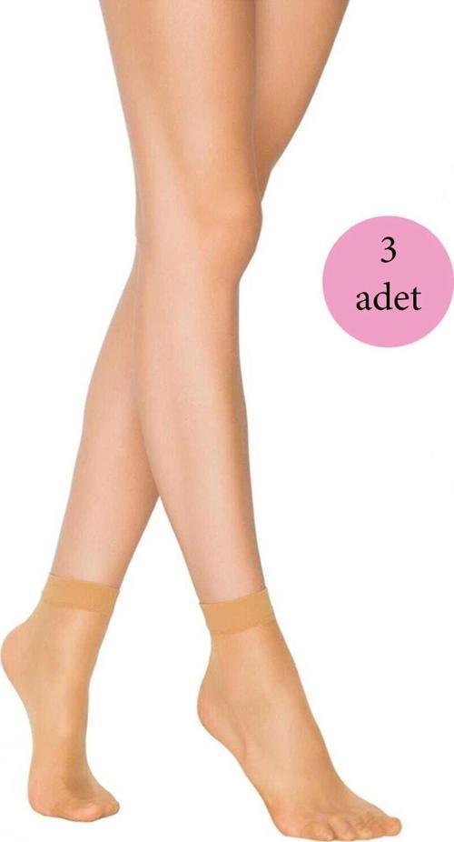3 Adet Kadın Ten Süper 15 Mat Soket Çorap Ten