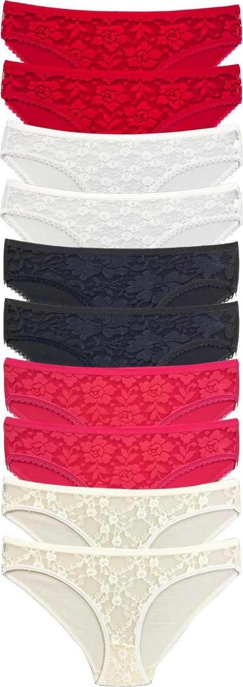 10 Adet Önü Dantelli Transparan Kadın Slip Külot S1