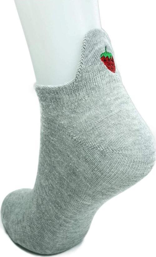 6 Çift Çilek Nakış Baskılı Pamuklu Yumuşak Kadın Bilek Çorap