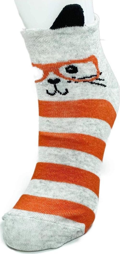 3 Çift Kedi Temalı 3 Boyut Kulaklı Pamuklu Esnek Kadın Bilek Çorap