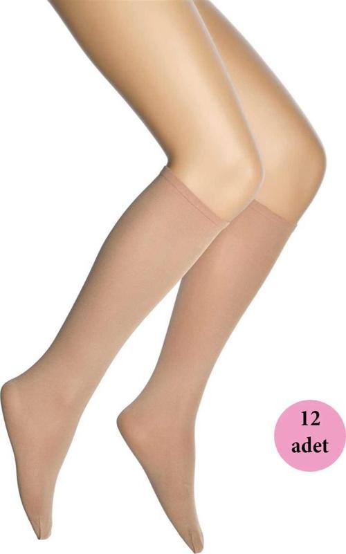 12 Adet Mikro 70 Dizaltı Kadın Çorap Ten 57