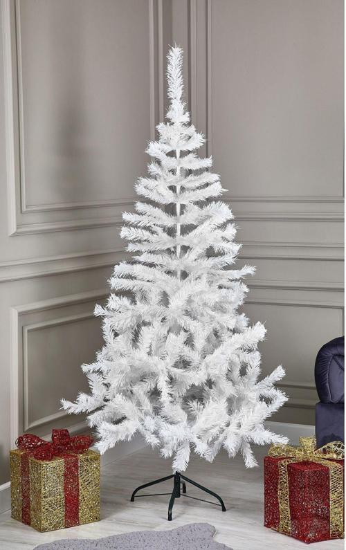 Premium Luxury Series 210 cm Beyaz Yılbaşı Ağacı 750 Dal Demir Ayak