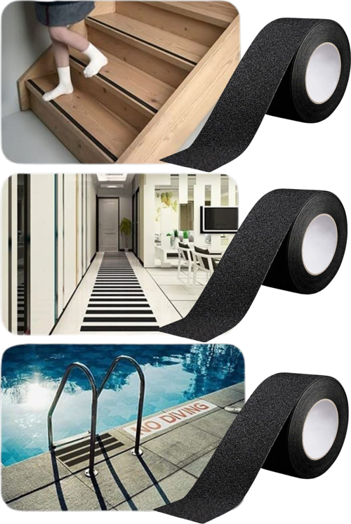 Taşlı Zemin Kaydırmaz Bant Kendinden Yapışkanlı Güvenli Yüzey Şeridi Merdiven ve Zeminler İçin