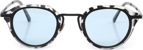 Siyah-Beyaz Çerçeve Mavi Cam Polarize Güneş Gözlüğü