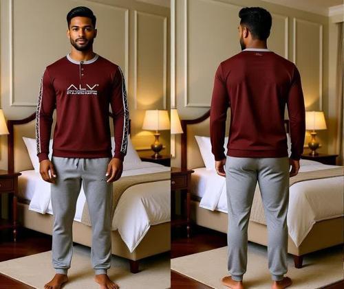 Erkek Pamuklu Kahve Desenli Renk Pijama Takımı AL003