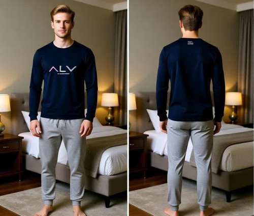 Erkek Pamuklu Lacivert Renk Pijama Takımı AL009-2