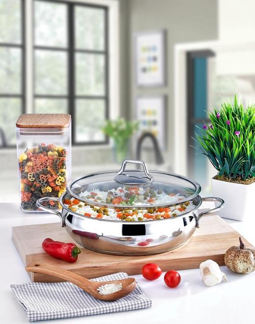 Paslanmaz Çelik Basık Pilav Tencere 28 Cm