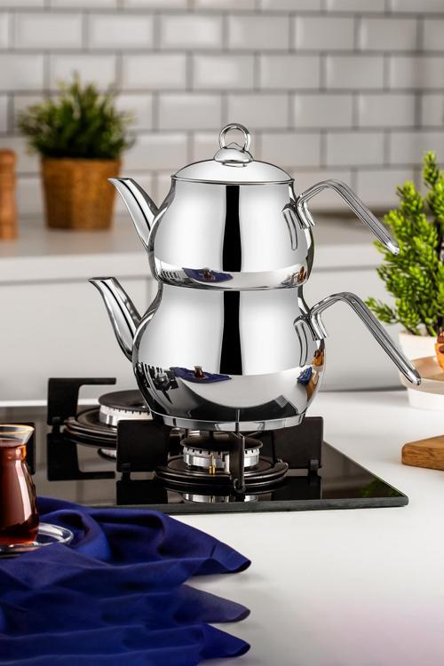 Nostaji Çaydanlık 18/10 Paslanmaz Çelik Orta Boy