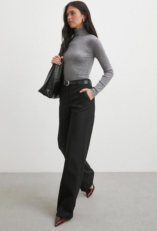 Yüksek Bel Klasik Pantolon Siyah