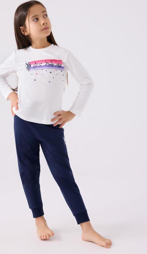 1962 Yıldızlı Kız Çocuk Krem Uzun Kol Pijama Takım