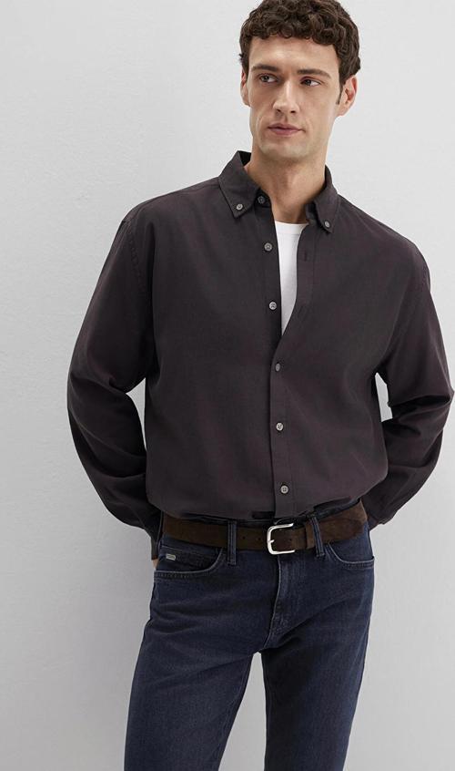 Erkek Uzun Kollu Pamuklu Gömlek M0211751 Siyah